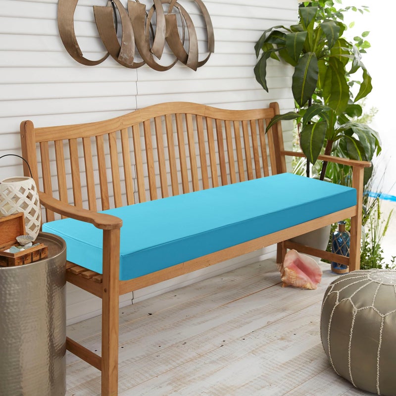 Summsun Outdoor Bench Cushion: Waterproof and Fade Resistant Patio Furniture Cushions - Non-Slip Bench Pad Cushion with Removable Cover for Garden Swing Porch Sofa Settee  48 x 18 x 3 Inch  Teal - Image 2